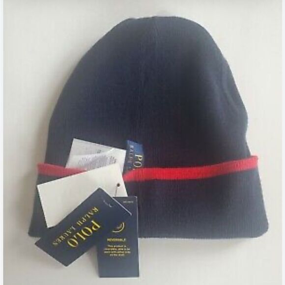 Polo Ralph Lauren Navy and Red Beanie - Picture 2 of 3